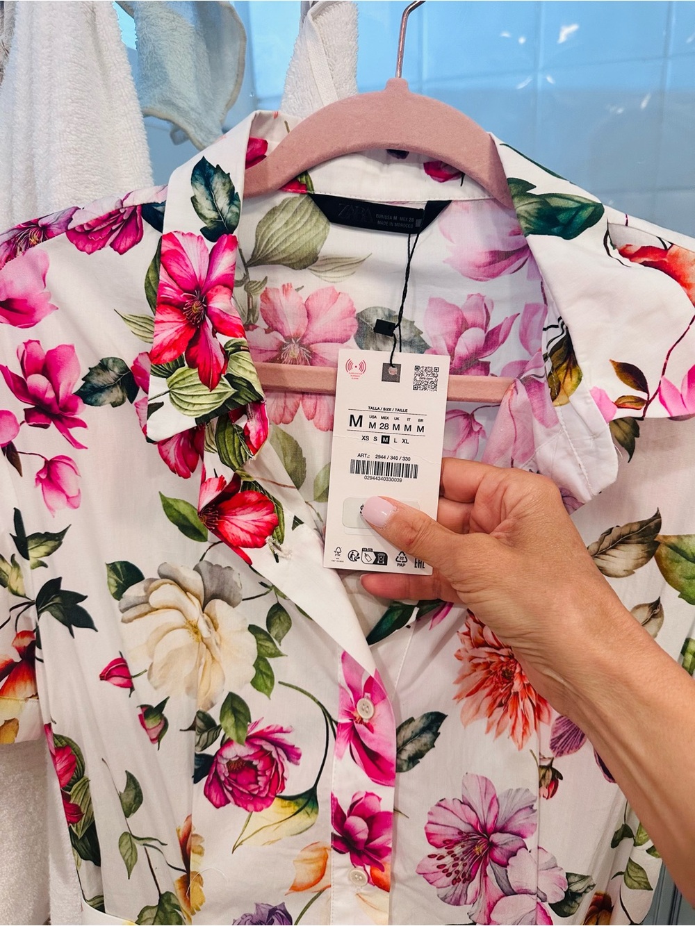 ZARA BELTED FLORAL PRINTED POPLIN MIDI SHIRT DRESS NEW W/TAGS - Picture 6 of 11